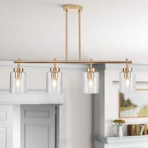 4-Light Classic Farmhouse Pendant Light, Brushed Gold Modern Hanging Ceiling Lighting Fixture for Living Room Bedroom Kitchen Hallway