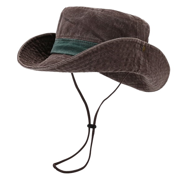 Vintage Western Cowboy Hat Wide Brim Sun Protection Hat with Adjustable Chin Strap for Outdoor Adventures