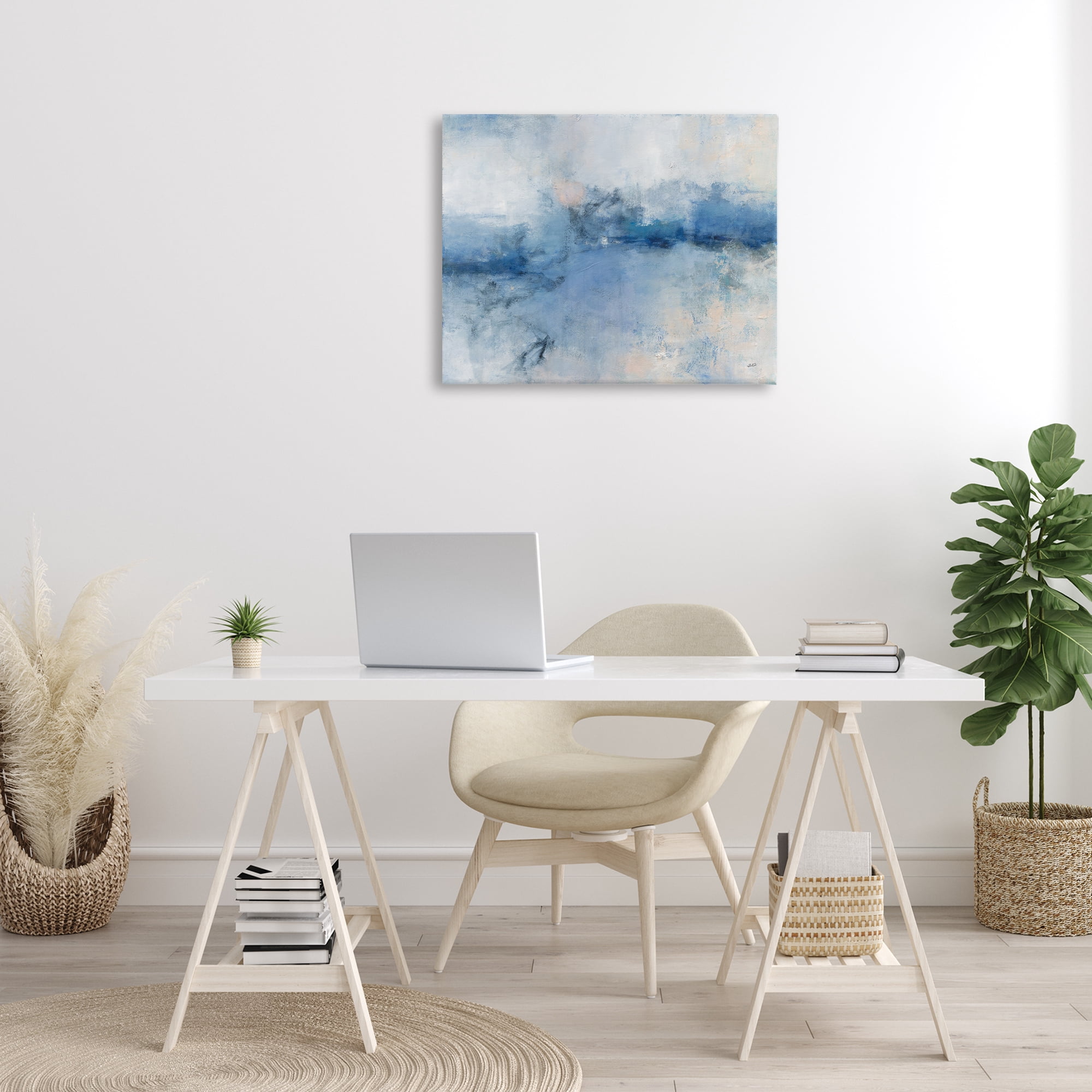 Stupell Industries Blue Seaside Impressions Abstract Painting Wrapped Canvas Art Print Wall Art, 30 x 24