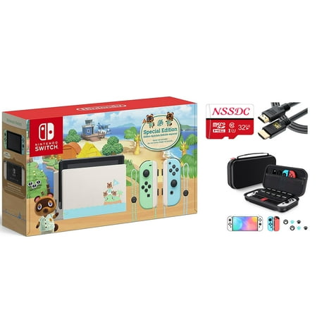 Nintendo Switch Bundle: Nintendo Switch Animal Crossing New Horizons Edition 32GB Console with NSSDC 32GB SD Card, HDMI cable, Nintendo Switch Accessories Portable Travel Carrying Case