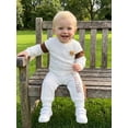thumbnail image 5 of BemeyourBBs Baby Boy Little Brother Daddy's Mini Outfit Baby Boys Spring Fall Winter Clothes Bear Embroidered Long Sleeve Romper and Side Striped Pants 2 Piece Set, 5 of 9