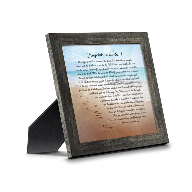 Cuadro mural Crossroads Home Decor con huellas en la arena, 25 x 25 cm