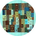 thumbnail image 1 of Ahgly Company Indoor Round Abstract Light Blue Contemporary Area Rugs, 7' Round, 1 of 4