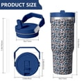 thumbnail image 4 of Leopard Print 30oz Handheld Travel Tumbler with Handle – Double Wall Stainless Steel Insulated Cup, Flip Straw Lid, Leak-Proof & BPA-Free for Hot and Cold Drinks – Durable Coffee & Juice Mug White, 4 of 6