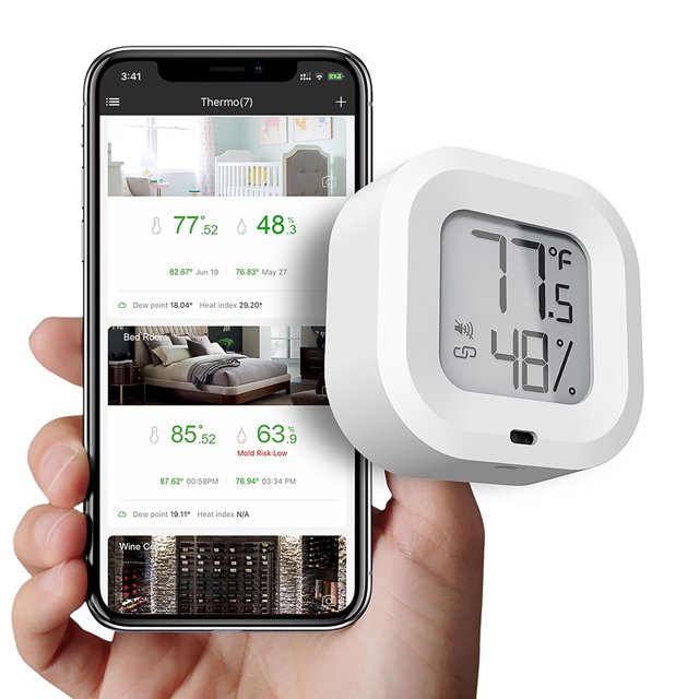 Termómetro Inalámbrico Higrómetro Compacto Bluetooth 5.0 Temperatura Interior Sensor De Humedad Temperatura Monitor De Humedad Para Casa Garaje Invernadero Habitación Para Bebés Minnieouse HA026515-02