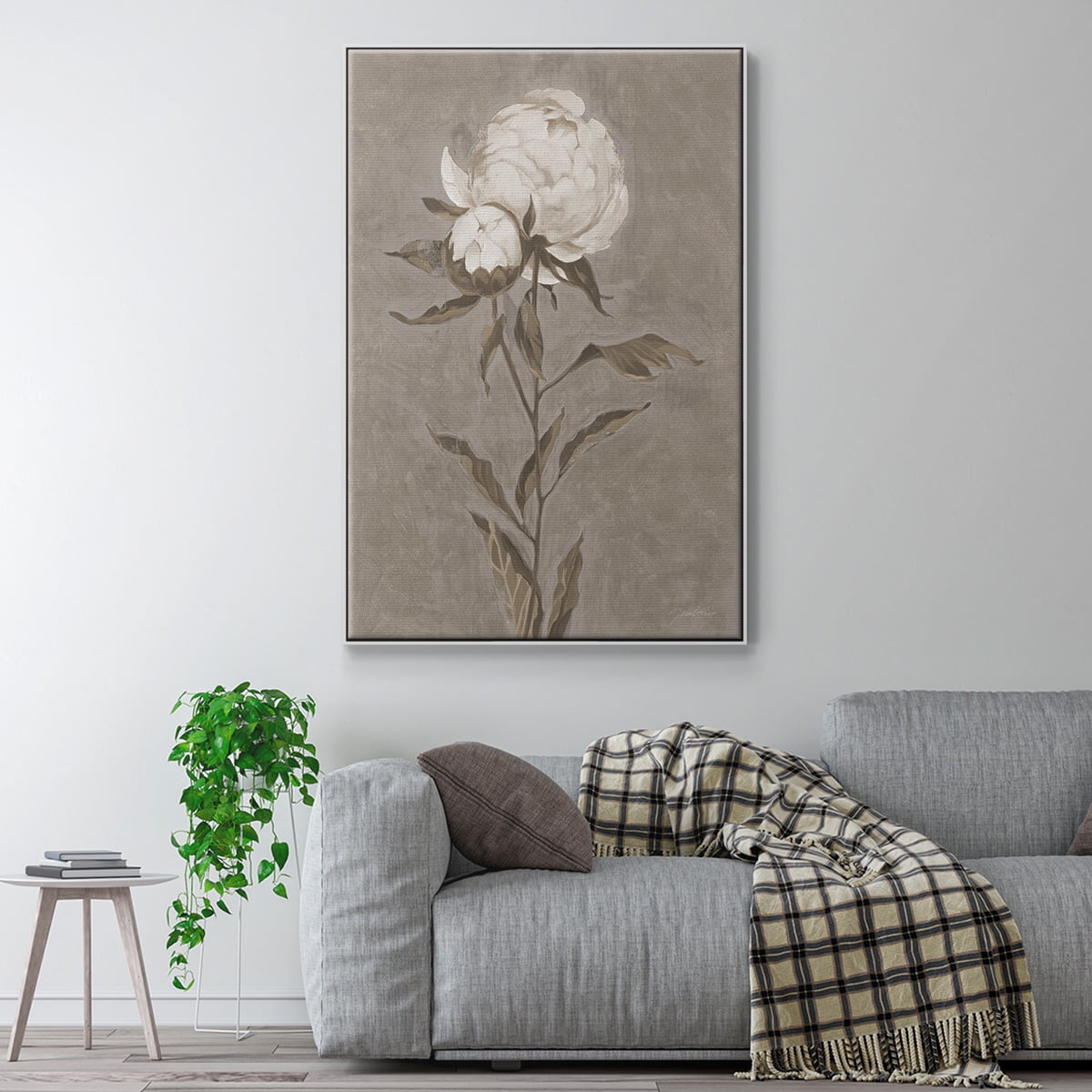 Pretty as a Peony II Framed Premium Gallery Wrapped Canvas - Ready to Hang - 25 x 37 - White Floating Frame