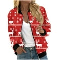 thumbnail image 2 of Feancey Clearance Sales Womens Bomber Jacket Christmas Print Teen Girls Trucker Biker Zip Up Flight Jackets Casual Long Sleeve Lightweight Pockets Jacket Multicolor M, 2 of 5