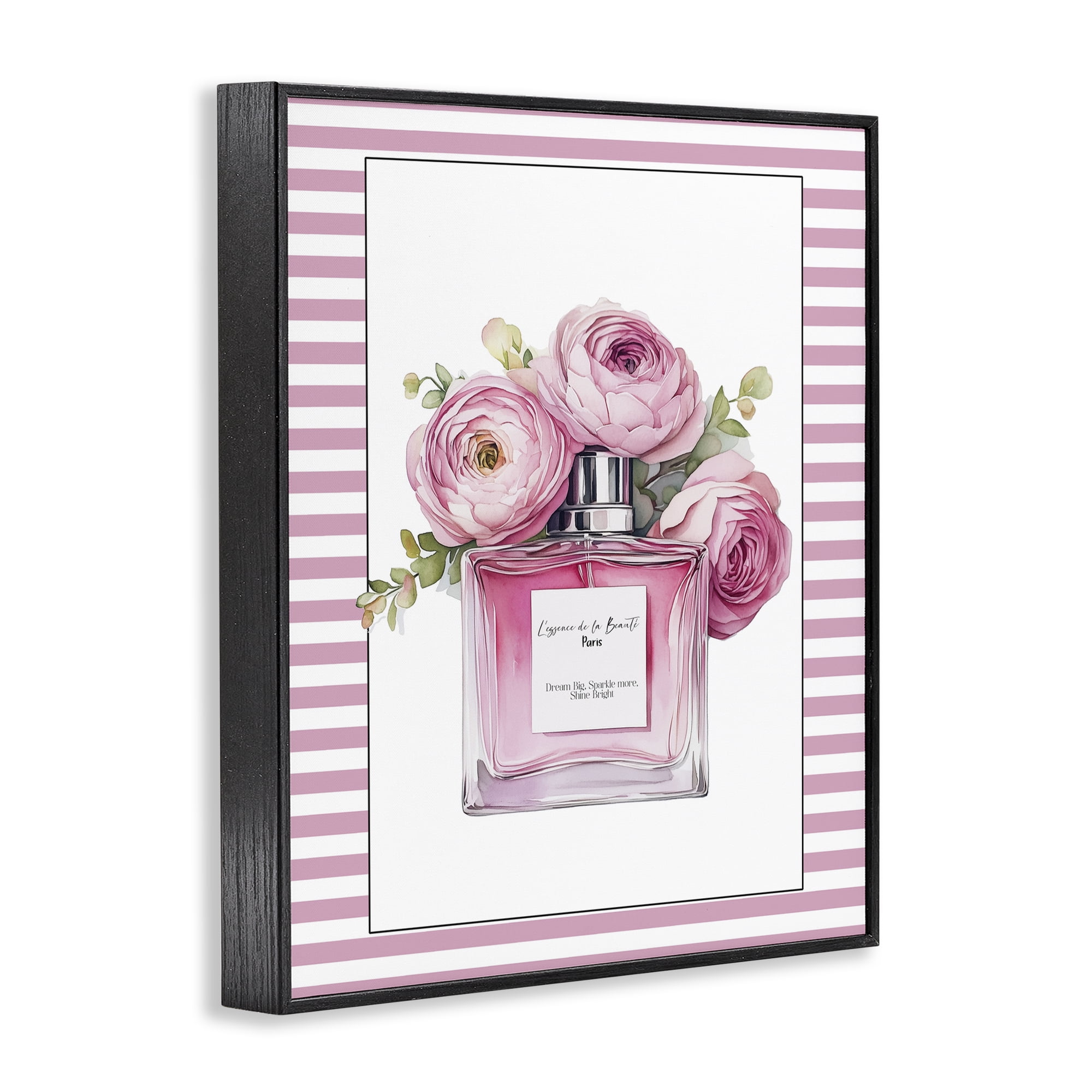 Rosy Pink Perfume Bouquet Black Framed Giclee Art, design by Christine Simpson Art
