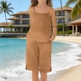 thumbnail image 3 of Vornjynx Girl Outfit Sets 2 Piece Cami Tank Tops and Shorts with Pockets Elastic Waist Comfort Soft Summer Casual Vacation Clothes Coffee Size 8, 3 of 10