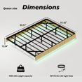 thumbnail image 6 of Bed Frame Oak Queen Floating Bed Frame with LED Lights, Wave Curve Wood Texture Bed with Heavy Duty Metal Slats - No Box Spring Needed., 6 of 7