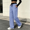 thumbnail image 4 of Tqcoqu Women's 2026 Striped Wide Leg Pants Sweatpants with Pocket, Knit Drawstring Elastic Waist Pj Bottom Casual Pants, Daily Home Wear Fall Outfits,Women's,Size S-XXL, 4 of 8