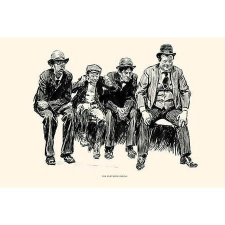 Four men sit on the edge of their seat watching a baseball game in the eleventh inning the events shown on their faces Poster Print by Charles Dana (Best Seats To Sit At A Baseball Game)