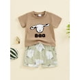 thumbnail image 5 of Little Boys Summer Clothes Outfits Sheep Embroidery 6 12 18 24 Months 2T 3T 4T Short Sleeve Round Neck T-Shirt with Elastic Waist Shorts Sets, 5 of 9