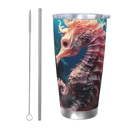 

Gukieu Ocean Seahorse Print 20OZ Car Cup Vacuum Stainless Steel Leak-proof Thermos Cup Unisex Suitable for Home Outdoor and Sports-Straw Two-piece Set
