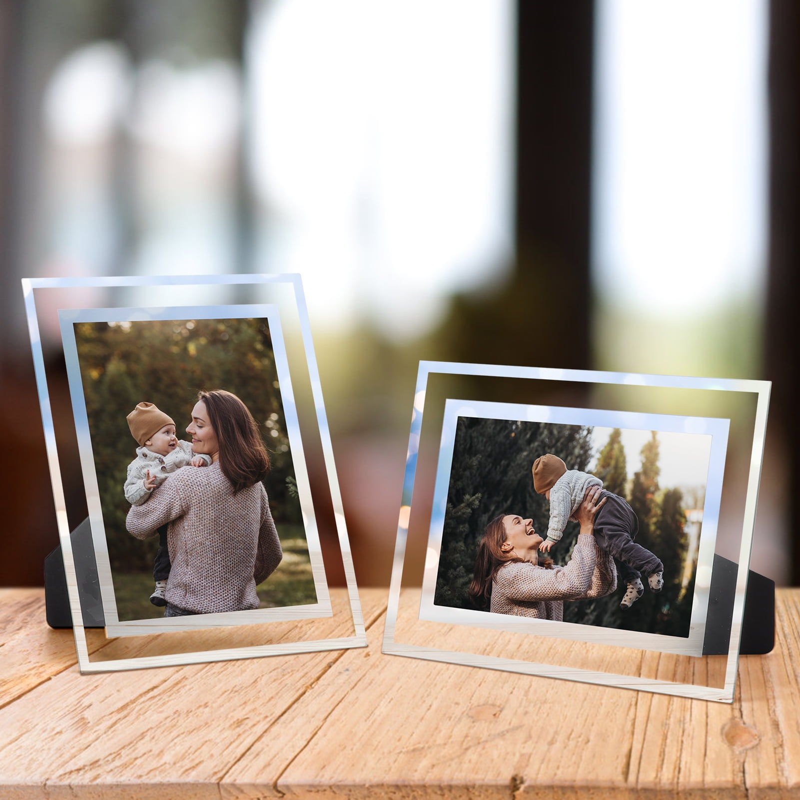12 Pack 5x7 Glass Picture Frames Set, Clear Floating Photo Frames for Desktop Display, Gift for Father' s Day or Wedding