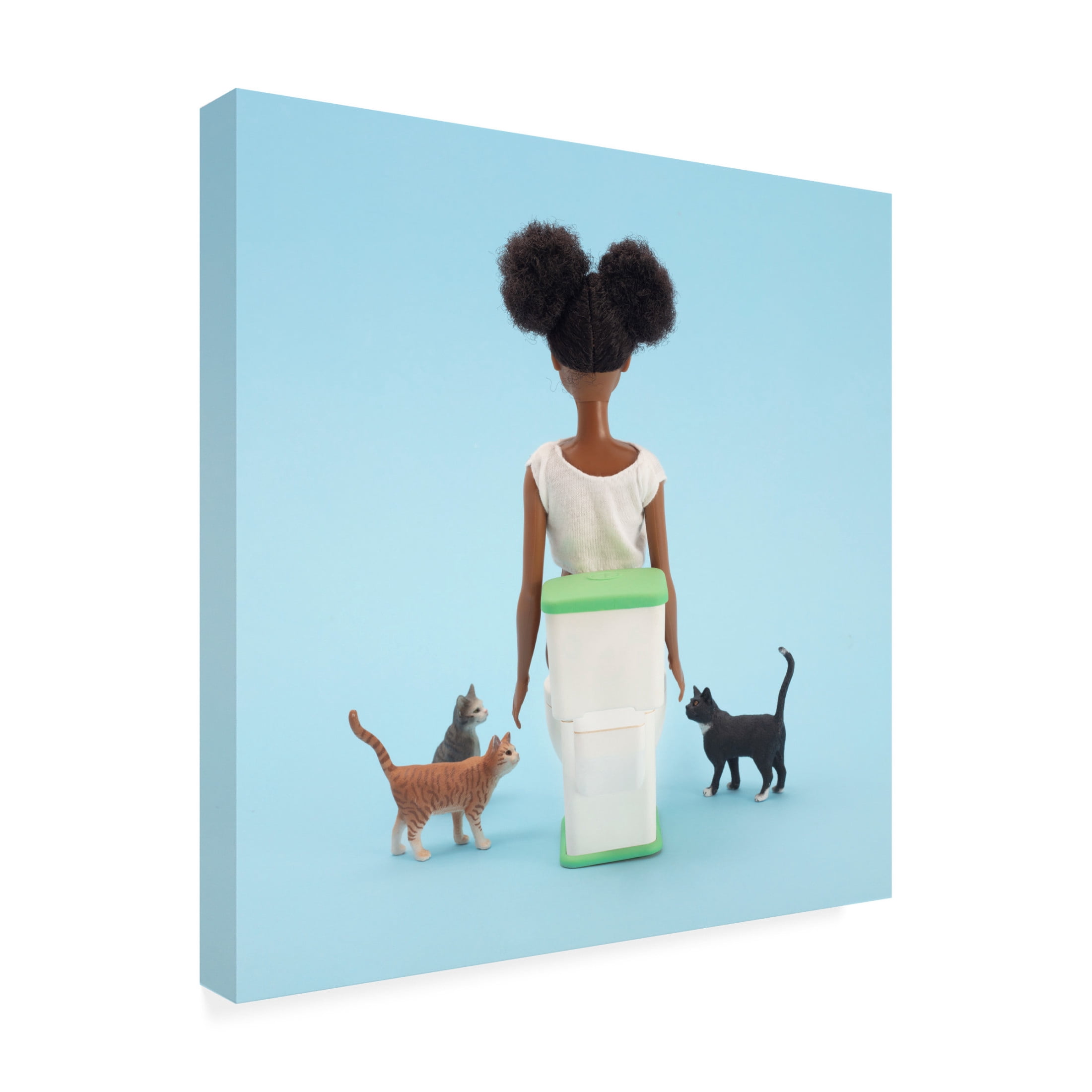 Canvas Wall Art - Julia Ramiro 'Cagar Con Gatos' Wall Art for Living Room, Bedroom, or Office Décor by Trademark Fine Art - 18 x 18 Inches