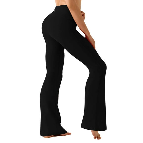 BUBBLELIME 29"/31"/33"/35"/37" 4 Styles Women's High Waist Bootcut Yoga Pants - Basic Nylon_BLACK M-35 inseam
