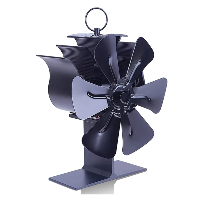 6 Blades Heat Powered Stove Fan Fireplace Wood Burner Friendly Quiet Fan  (No Magnetic Thermometer) - Walmart.com