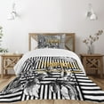 thumbnail image 3 of Ambesonne Flower Quilted Bedspread Set 2 Pcs, Exotic Petals Butterfly, Twin Size, Black White Pale Coffee, 3 of 6