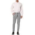 thumbnail image 2 of INSPIRE CHIC Men's Striped Pants Skinny Fit Color Block Dress Trousers 28 Gray White, 2 of 7
