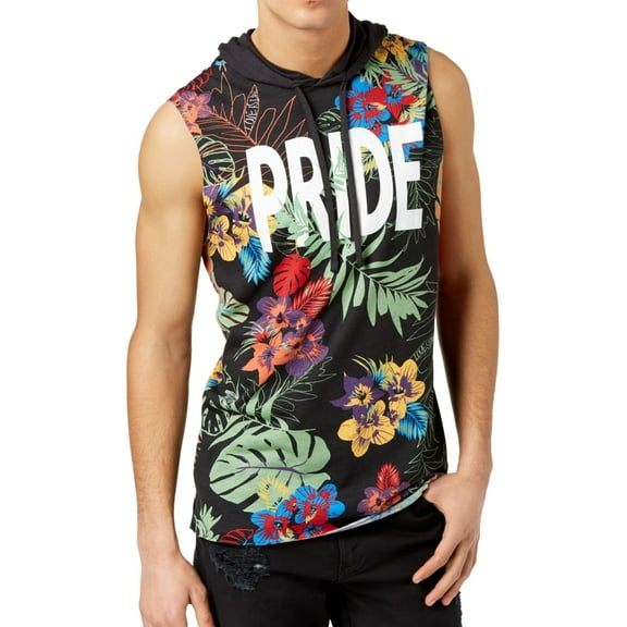 American Rag Mens Floral Pride Hoodie Sweatshirt, Black, X-Large