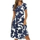 thumbnail image 2 of Puntoco Vestido Mujer Cuello Redondo Estampado Manga Corta Vestido Cuello Redondo Azul Xxl,Regalos Para Mujer Joven, 2 of 6