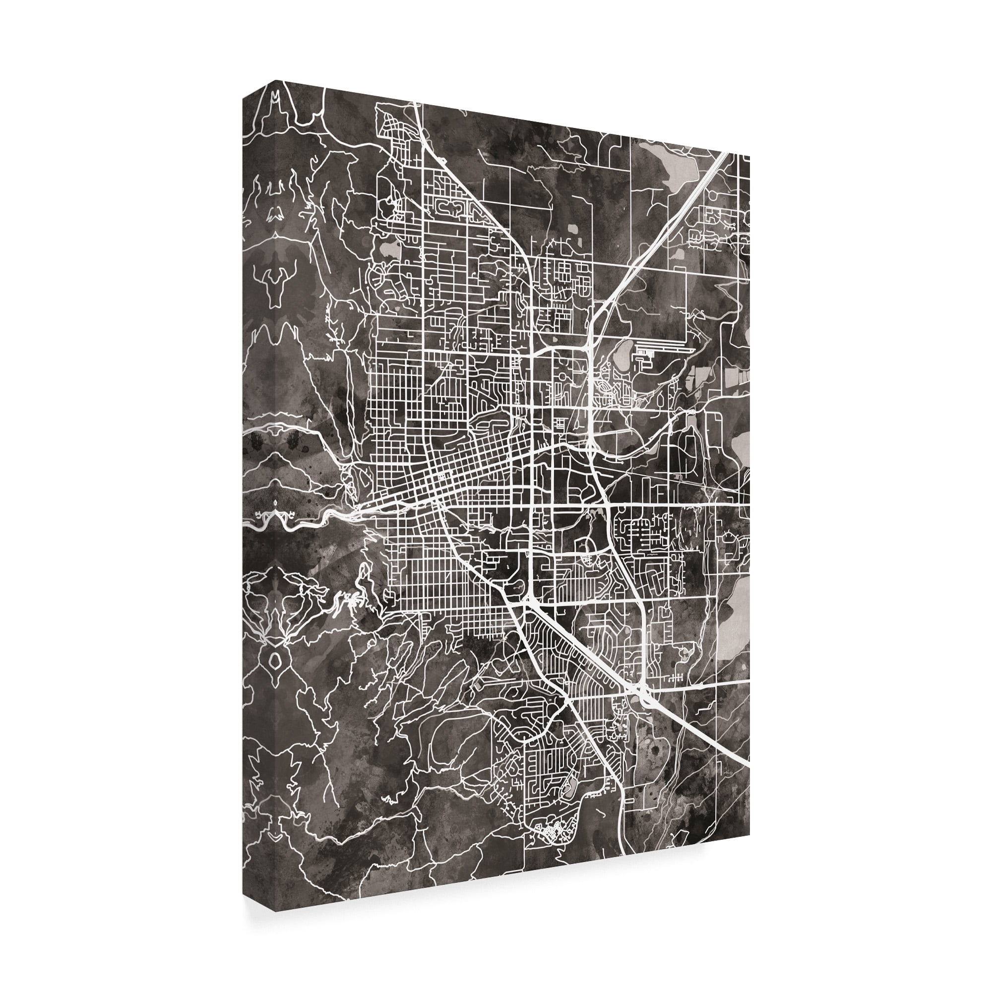 Trademark Fine Art 'Boulder Colorado City Map Black' Canvas Art by Michael Tompsett