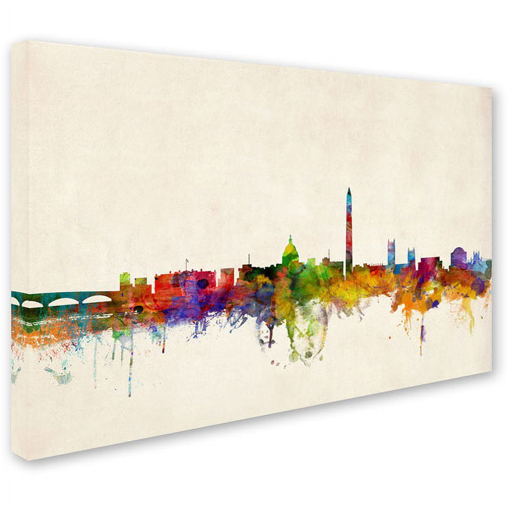 Trademark Fine Art "Washington Watercolor Skyline" Canvas Art by Michael Tompsett