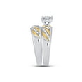 thumbnail image 4 of 10kt Two-tone Gold His Hers Round Diamond Solitaire Matching Wedding Set 1/3 Cttw, 4 of 5