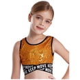 thumbnail image 3 of Hansber Kids Girls Jazz Hip-hop Costume Shiny Sleeveless Crop Top and Pants Set 2 Piece Street Dance Outfits Gold 16, 3 of 5