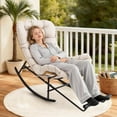 thumbnail image 3 of Papasan Rocking Chair with Foot Rest, Papasan Chair with Thick Removable Cushion and Metal Frame, Lounge Chairs and PE Rattan Rocker for Patio, Garden, Lawn, Living Room, 3 of 7
