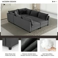 thumbnail image 4 of Modular Sectional Sofa, 86" Convertible Sleeper Sofa Modular Sectional Sofa Bed with Ottoman, Oversized 6 Seat Convertible Sofa for Lving Room, Apartment, Gray, 4 of 9