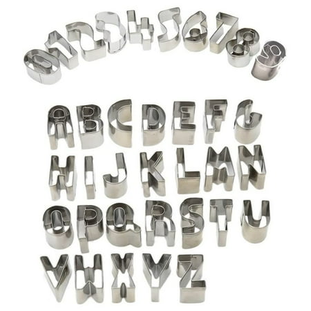 

Stainless Steel Alphanumeric 37-piece Set Cookie Cutter Die English Cookie Fondant Icing Cake Mold Baking Mold