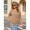 thumbnail image 4 of Osfvolr Long Sleeve Crewneck Button Down Womens Sweaters Fall Open Front Cardigan Sweaters for Women 2025 Khaki S, 4 of 8