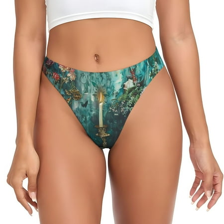 Sigee Baroque Floral Still Life for Women s G-String Sexy  Low Rise  Soft Lace Perfect for Special Occasions-Medium