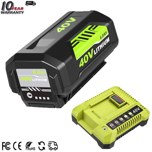 Mingsci OP4026 6.0Ah Battery and OP401 Charger Kit for Ryobi 40V OP40601 OP4050A OP4040 OP4050
