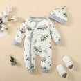 thumbnail image 3 of Kucnuzki Newborn Baby Boy Clothes 9 Months Winter Jumpsuit Bodysuit 12 Months Long Sleeve Little Koala Prints Button-Up Overall Jumpsuit Hat 2PCS Set Gray, 3 of 7