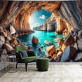 thumbnail image 3 of Gojian Nature Tapestry Forest Tree Sea Cave Wall Hanging, Stream Through Rainforest Landscape Wall Art Tapestry for Bedroom Living room, 3 of 6