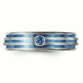 thumbnail image 4 of Edward Mirell Titanium Trpl Groove Blue Anodized & Sapphire Ring, 4 of 7