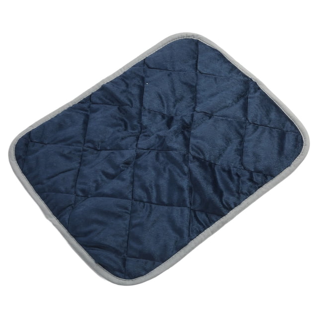 Cat Mat, Durable Pet Warm Pad Plastic Cloth Bottom Polyester Fleece Machine Washable For Winter Dark Blue With Grey Trimming