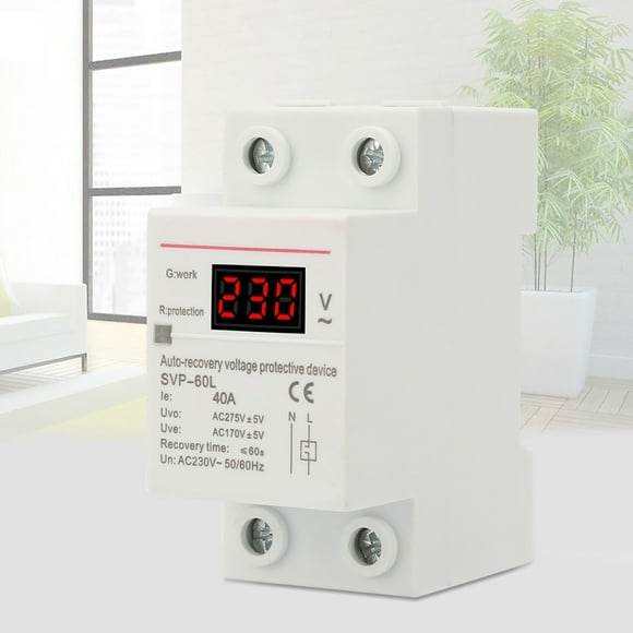 With Red Indicator Light Overvoltage Protector, 230V 40A With Green Indicator Light Voltage Recovery, For Din Rail Mount Protector For Modular Design Standards