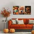 thumbnail image 2 of Hieng Fall Wall Art Pumpkin Picture 3 Pieces Autumn Harvest Wall Decor Fall Themed Canvas Thanksgiving Painting Prints for Kitchen Fall Party Decor Unframed, 2 of 6
