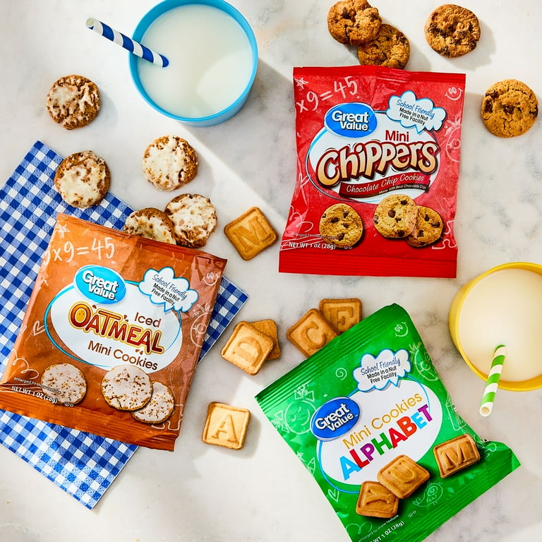 Great Value Mini Cookies Variety Pack with 30 Snack Packs, Iced