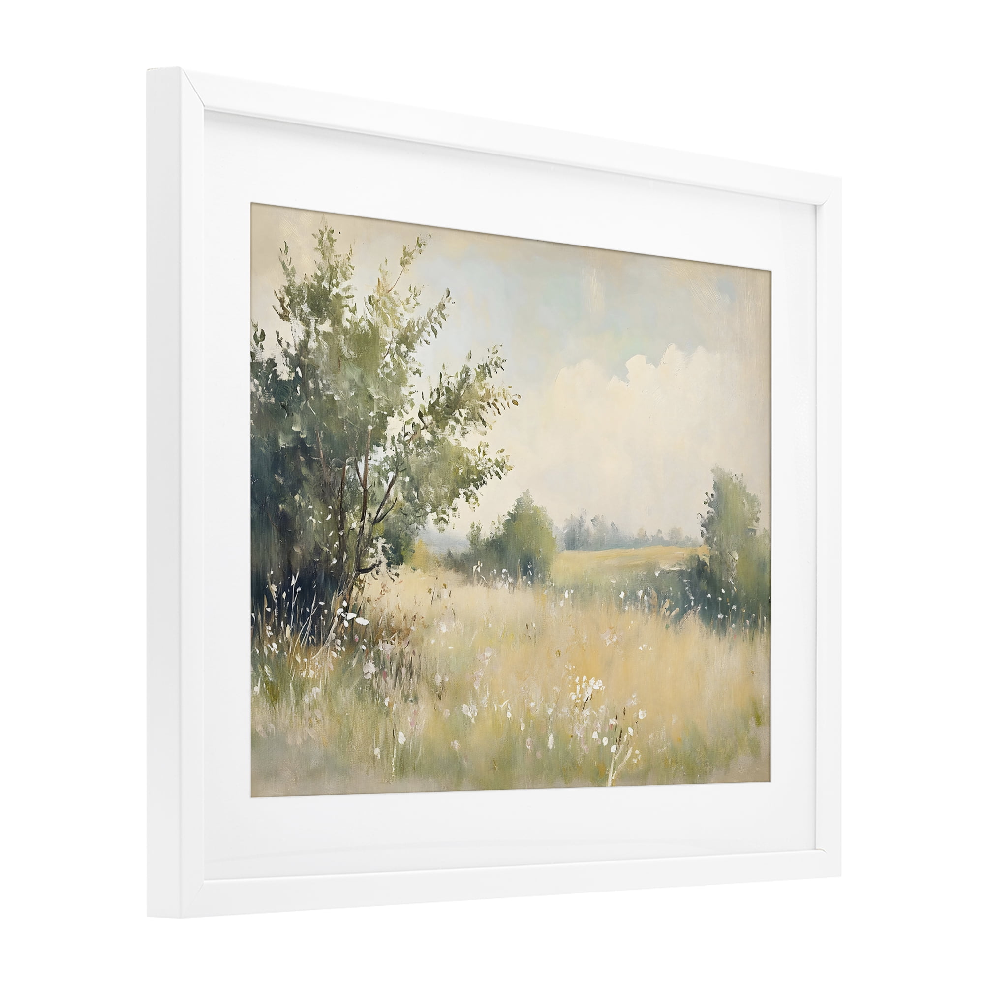 Stupell Industries Summer Meadow in Soft Light White Framed Print Under Glass, design by Creative Studio