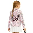 thumbnail image 2 of Psesaysky Girl's Pink Butterfly Flower Graphic Print Preppy Cute Sweatshirts Long Sleeve Drop Shoulder Half Zipper Pullovers Athletic Thermal Coat 12-13 Years, 2 of 6