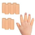 thumbnail image 1 of Protectores de dedo Uxcell, 10 piezas de fundas de silicona para dedos, tapa de guardia de pulgar, protección de dedos de gel para reparación, artritis, deportes, 2"x0.8" color de piel, 1 of 6