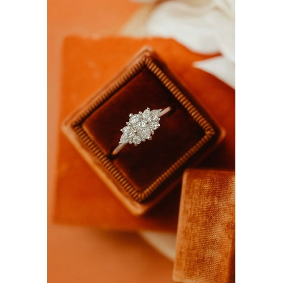 KANISHKAGEMS&JEWELS Art Deco Colorless Marquise Cut Moissanite Ring Vintage Marquise 1ct CZ Diamond Engagement Ring Solid Gold Anniversary Gift Bridal Ring Set