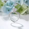 thumbnail image 2 of Oryn Jewelry 1.65 Ct Round Cut White Moissanite Rings - 14K White Gold Plated Lotus Flower Inspired Engagement Pave Wedding Rings - Nature Theme Anniversary Party Rings, 2 of 4