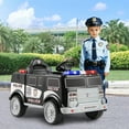 thumbnail image 2 of Gymax Kids Ride on Police Car w/ 3 Speeds Megaphone Music FM Radio Flashing Lights, 2 of 10