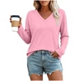 thumbnail image 2 of Horkkom Long Sleeve Shirts for Women Solid Color V Neck T Shirts Casual Loose Basic Tees XL, 2 of 8